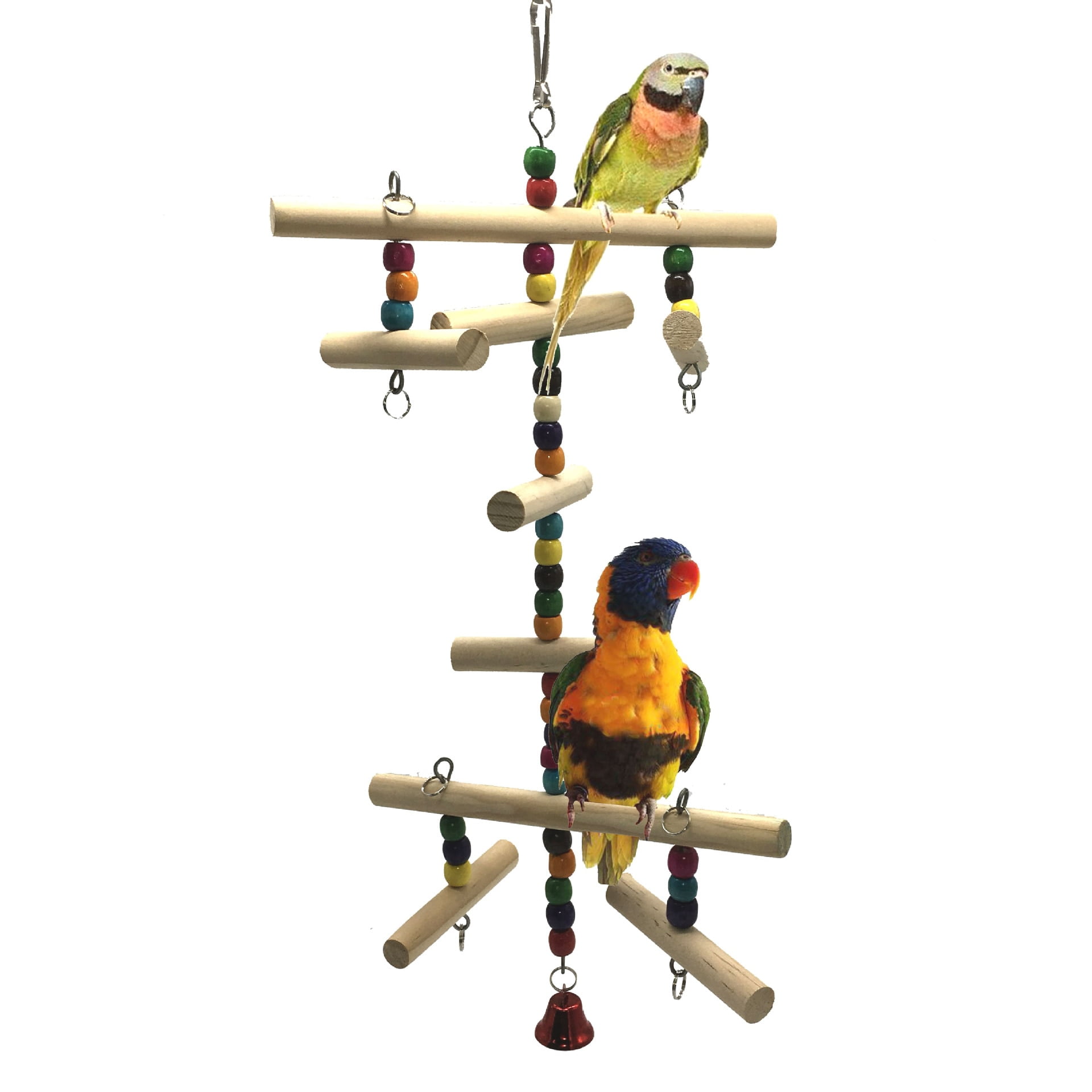 1PC natural wooden parrot toy bird color beads bird...