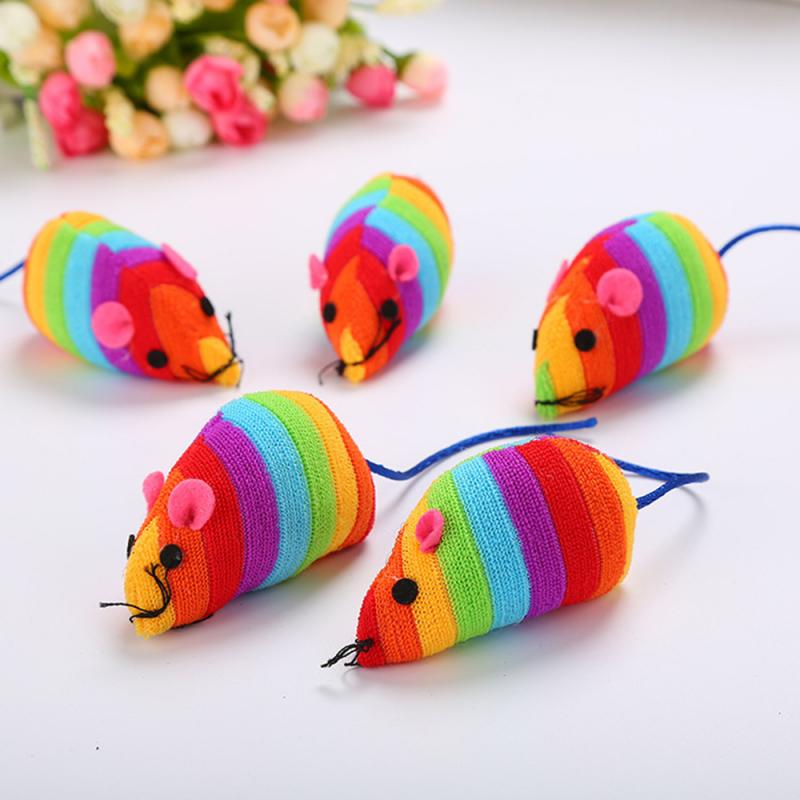 Cat Toy Cat Rainbow Mouse Toy Cotton-filled Little Mouse Funny Cat Toy Small Mouse Cat Toys Palying Toys Cat Supplies