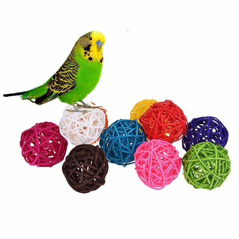 5/10pcs Colorful Rattan Balls Parrot Toys Bird Interactive...