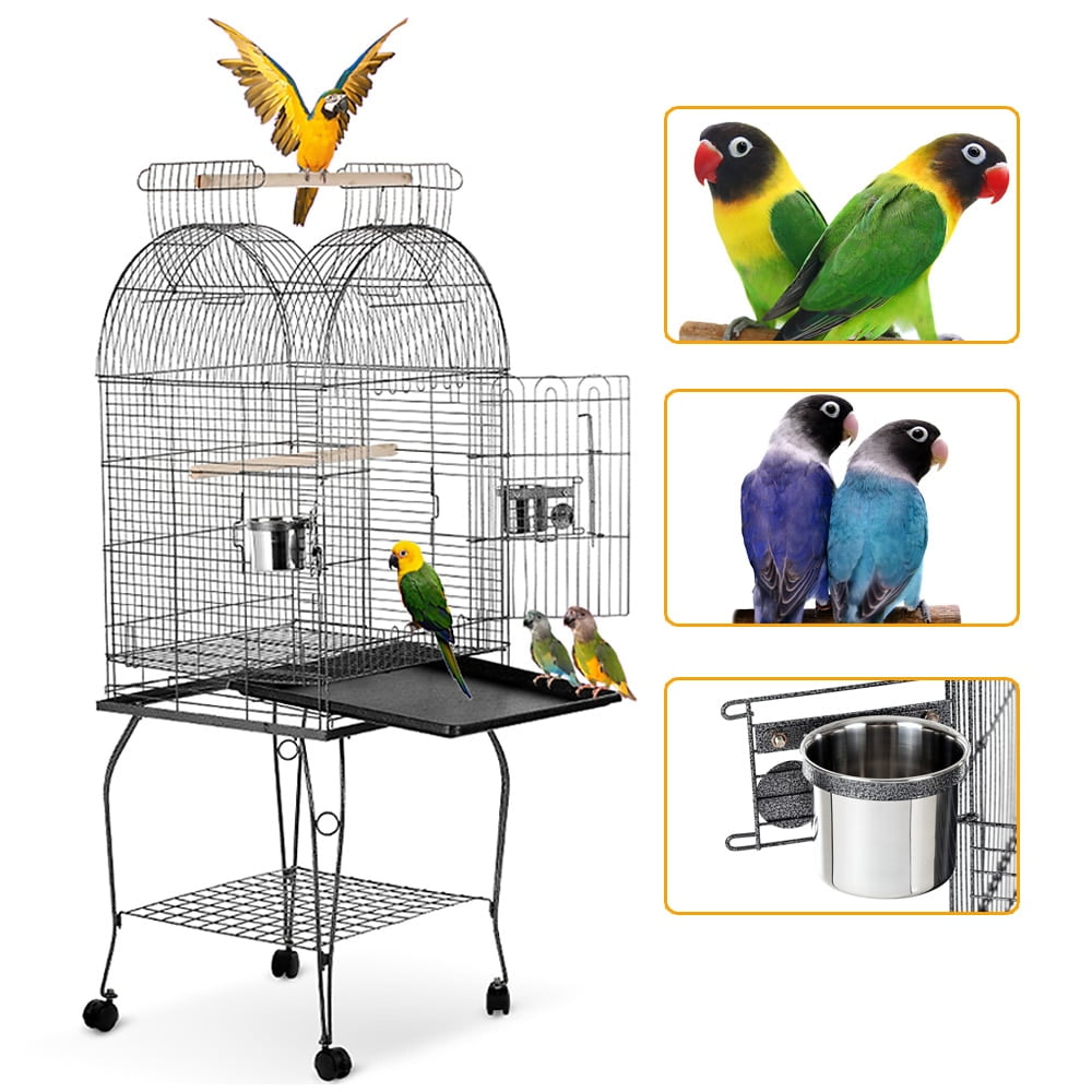 Bird Cage Iron Bird Parrot Cage Play Top Macaw Cockatoo Parakeet Cage Stainless Steel Bowl & Lockable Wheels Bird Home jaulas