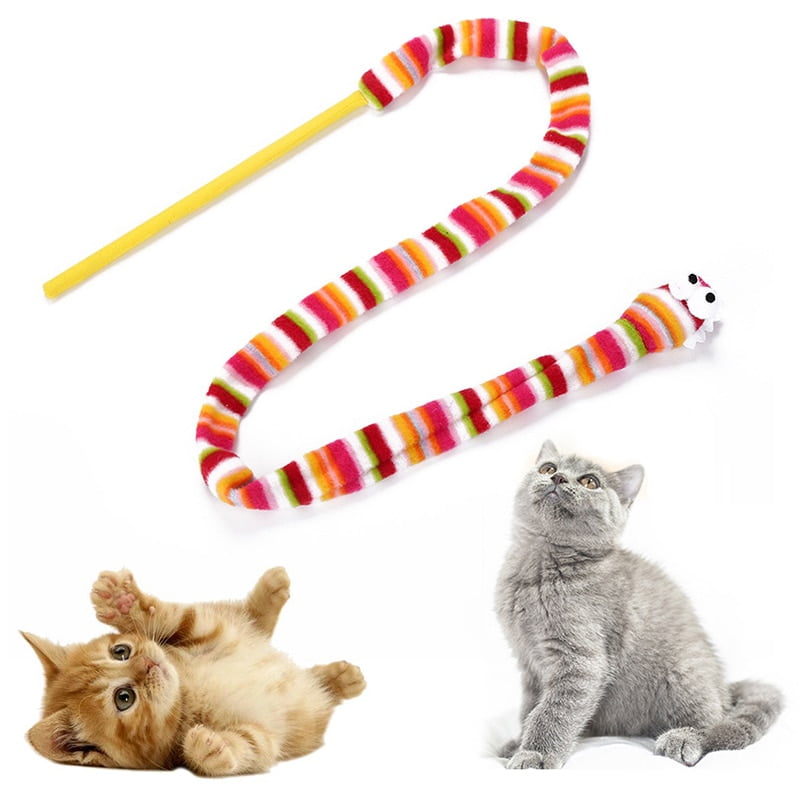 Cat Interactive Toy Stick Feather Wand With Ring Ball Interactive Toy Pet Supplu Colorful Funny Cat Elastic Teaser Grinding Toy