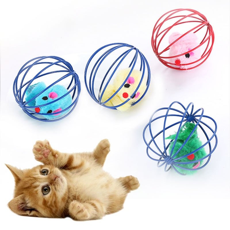 Cat Toy Pet Rainbow Ball Spring Prison Cage Mouse Telescopic...