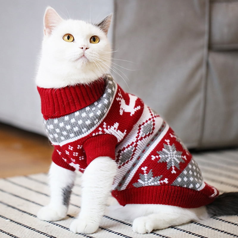 Christmas Cat Dog Sweater Pullover Winter Dog Clothes...