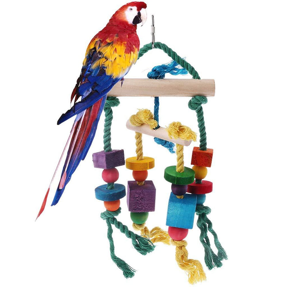 Colorful Beads Bells Toys Suspension Hanging Bridge Chain Pet Bird Chew Swing Toys Bird Home Decoration #15