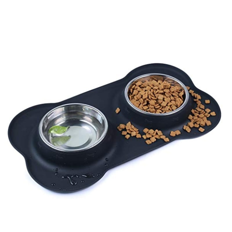 Dog Food Bowls Stainless Steel Pet Bowls Dog Water Bowls with No-Spill and Non-Skid Feeder Bowls with Dog Bowl Mat for Dogs