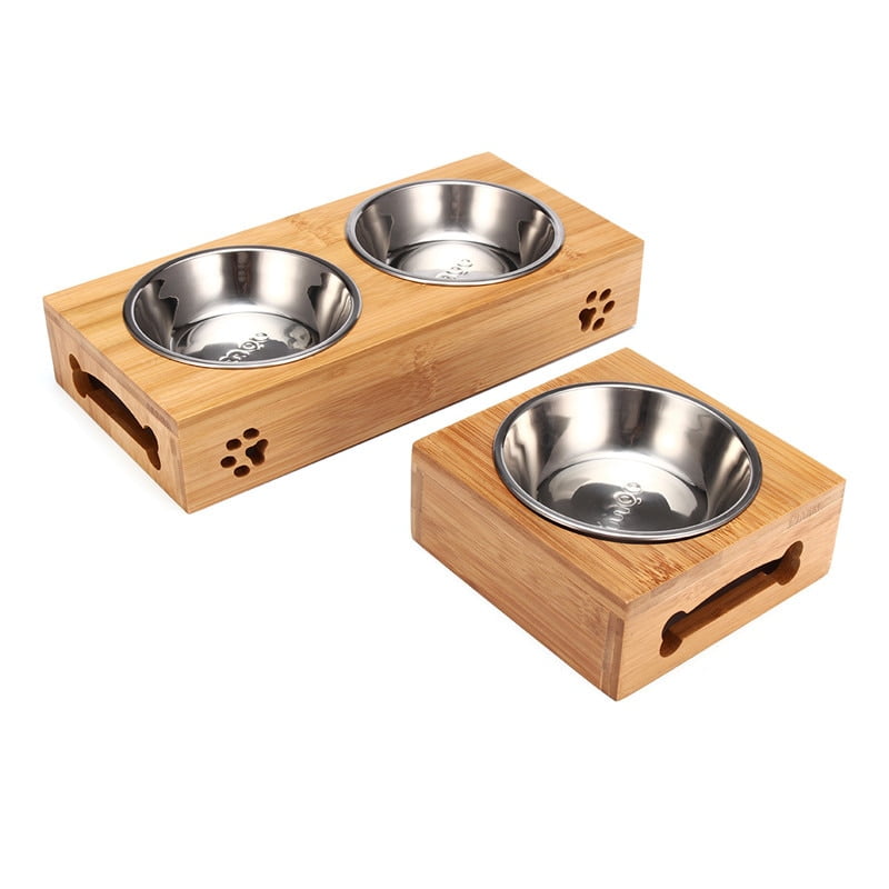 Double Single Dog Bowls for Pet Puppy Stainless Steel...