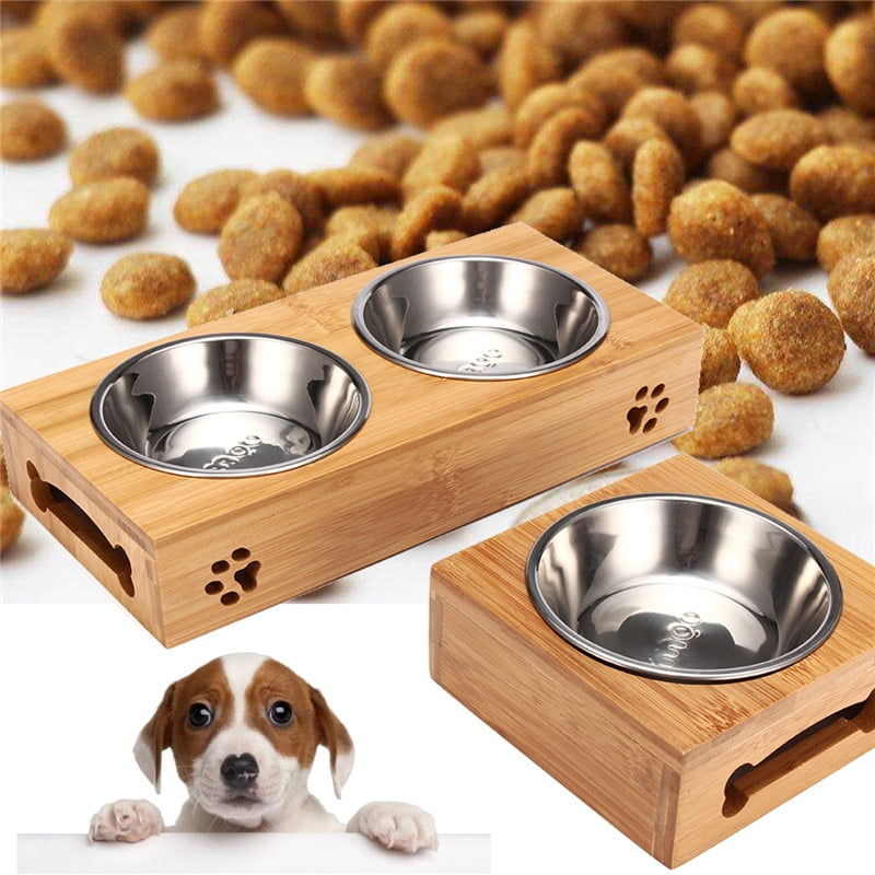 Double Single Dog Bowls for Pet Puppy Stainless Steel...