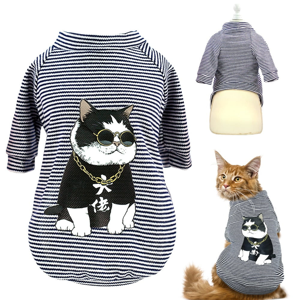 Fashion Cat Clothes Pet Dog Clothes For Small Dogs Cats Soft Cotton Summer Kitten Puppy Clothing Vest Stripe Dog T-shirt Shirts