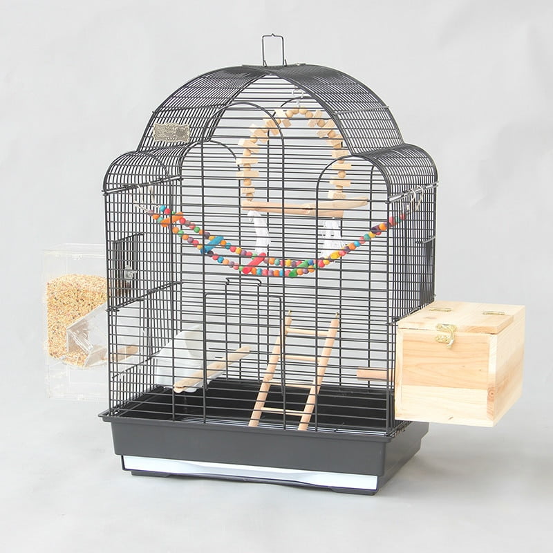 Free shipping Black luxury large bird cage Xuanfeng tiger parrot cage starling cage large metal peony breeding cage ZP12291855