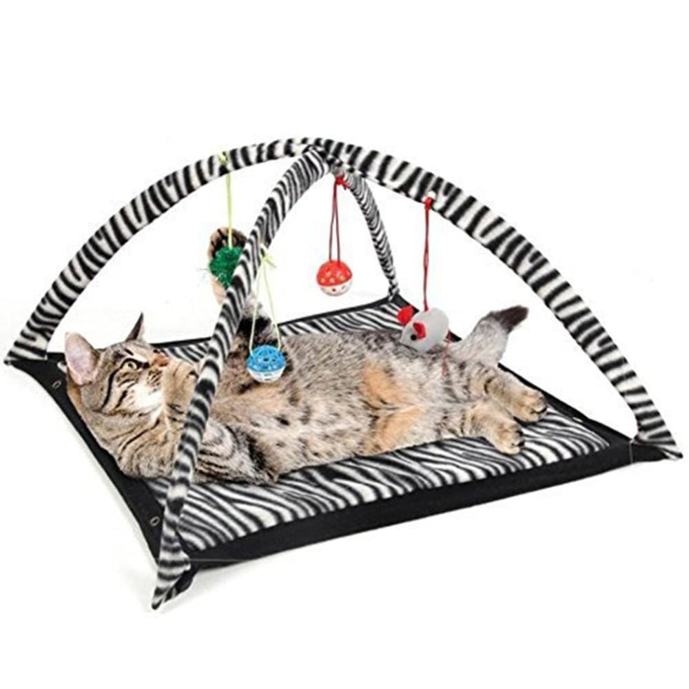 Funny Cat Play Tent With Hanging Ball Toys Balls Cat Bed Tent Kitten Mat Exercise Activity Playing Blanket Portable Pet Supplies