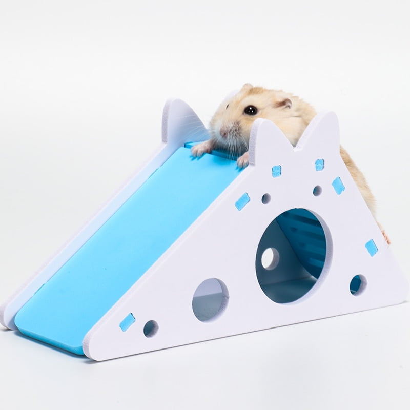 Hamster Hideout Cute Hamster Exercise Toy Wooden Hamster House with Ladder Slide for Guinea Pig Hamster Accessories Hamster Cage