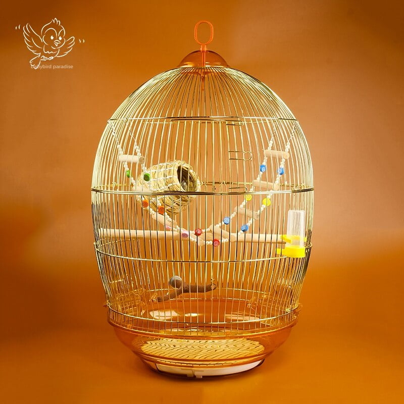 Large Metal Retro Bird Cage Decoration Parrot Lark Thrush Thong Ornamental Cage Golden Bird House Top Hook Easy To Hang Canary