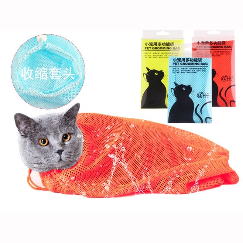 Mesh Cat Grooming Bath Bag Cats Washing Bags For Pet...