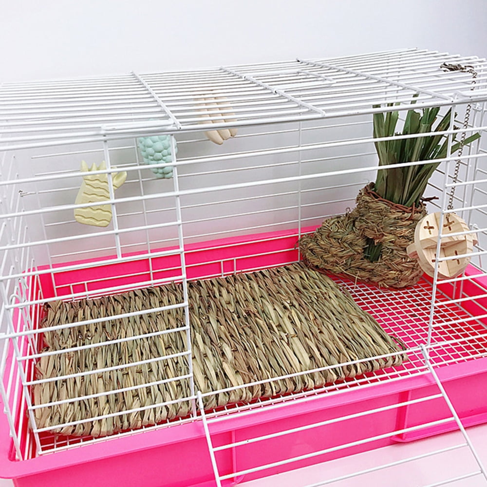 Natural Grass Hamster Bed Mat Rabbit Grass Mat Nest Cage Safe Chew Toy For Guinea Pig Rabbit Woven Bed Pets House