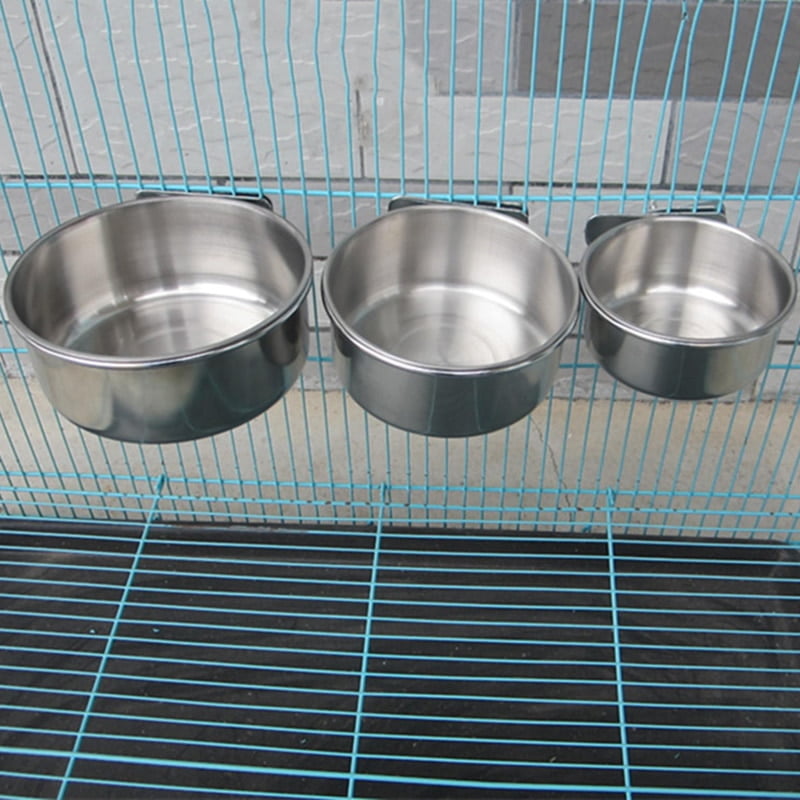 New Hot Stainless Steel Coop Cup Pet Parrots Food Feeder Macaw Water Bowl for Bird Cage SMD66