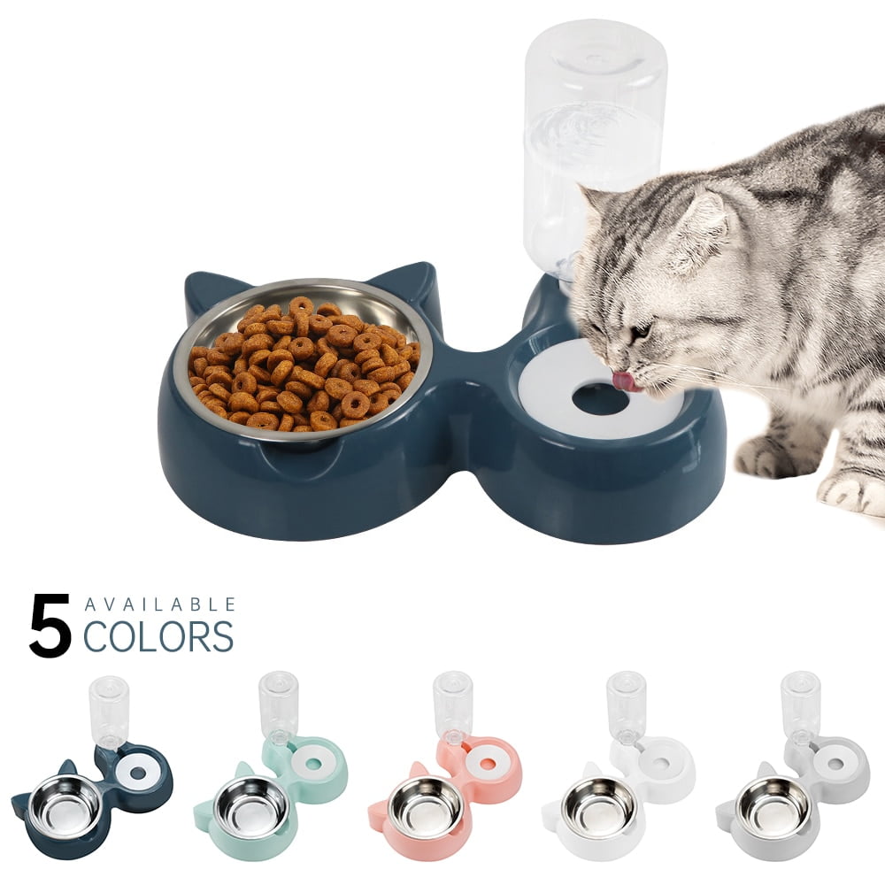 Pet Cat Bowl Automatic Feeders Dog Cat Stainless Steel Food Bowl With Water Dispenser Drinking Rack With Pet Supplies