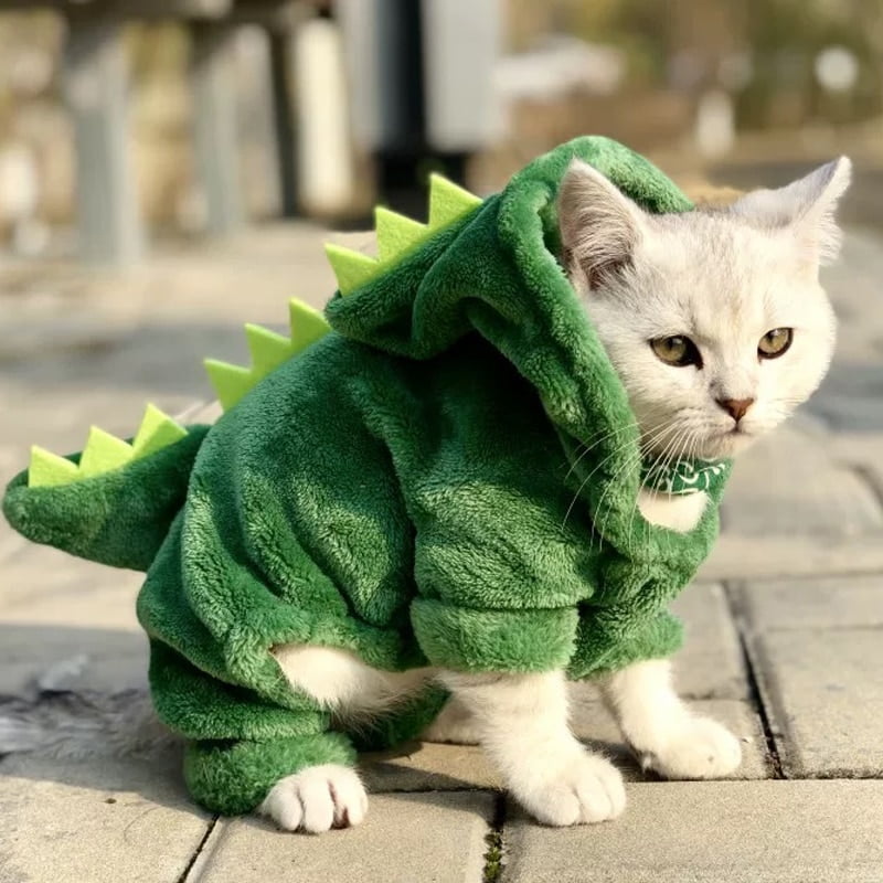 Pet Cat Clothes Funny Dinosaur Costumes Coat Winter...