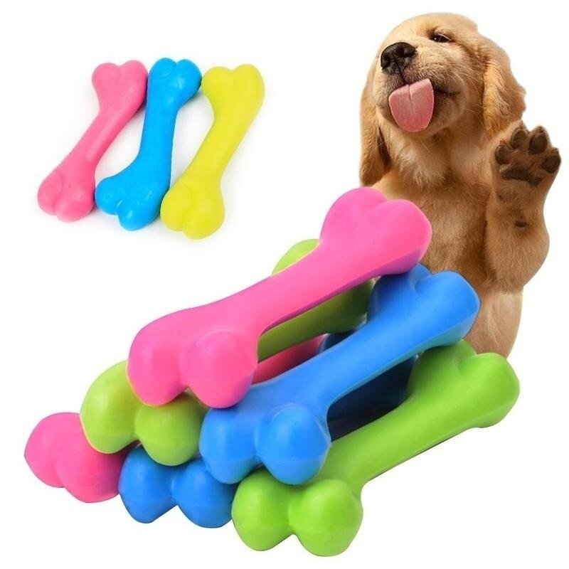Pet Dog Puppy Cat Rubber Dental Teeth Chew Bone Play Training Fetch Fun Toys Hot For Small Dogs