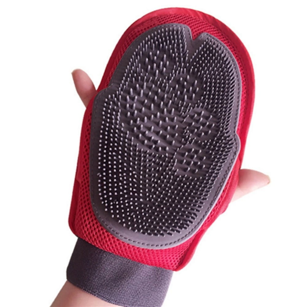Red Glove For Cats Cat Grooming Pet Dog Hair Deshedding...