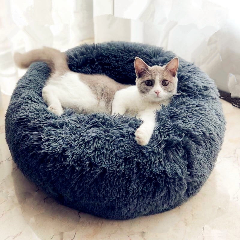 Round Cat Beds House Soft Long Plush Best Pet Dog Bed...
