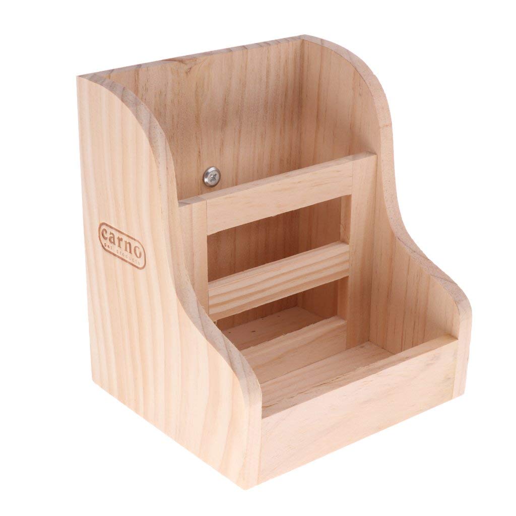 Small Pet 2 in 1 Natural Wooden Hay Manger Feeder Rabbit Cage Free Food Dispenser for Chinchilla Hamster and Guinea Pigs