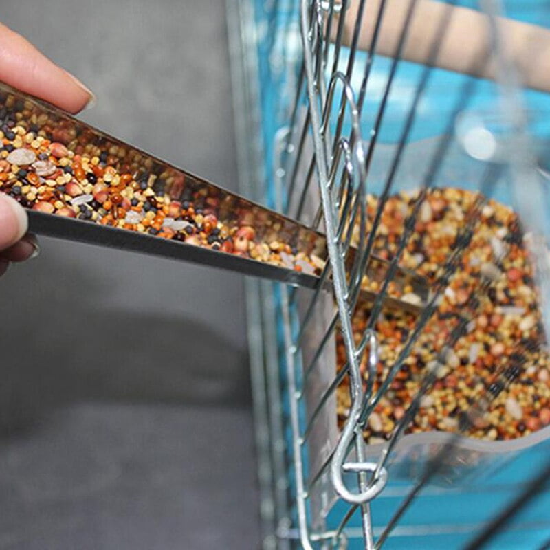 Stainless Steel Bird Cage Feeder Inox Feeding Supply Parrot Pigeon Bird Accessory Dove Scoop Product Quail Cockatoo Bird Toy Cup