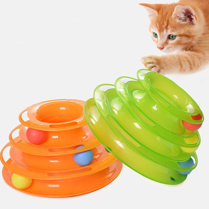 Three Levels Pet Cat Toy Training Amusement Plate Kitten Tower Tracks Disc Cat Intelligence Amusement Triple Disc tumblers