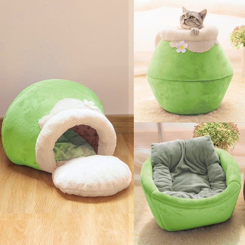 Winter Warm Cat Bed Plush Soft Portable Foldable Round...