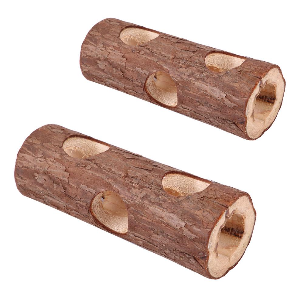 Wooden Animal Tunnel Exercise Tube Chew Toy for Rabbit...