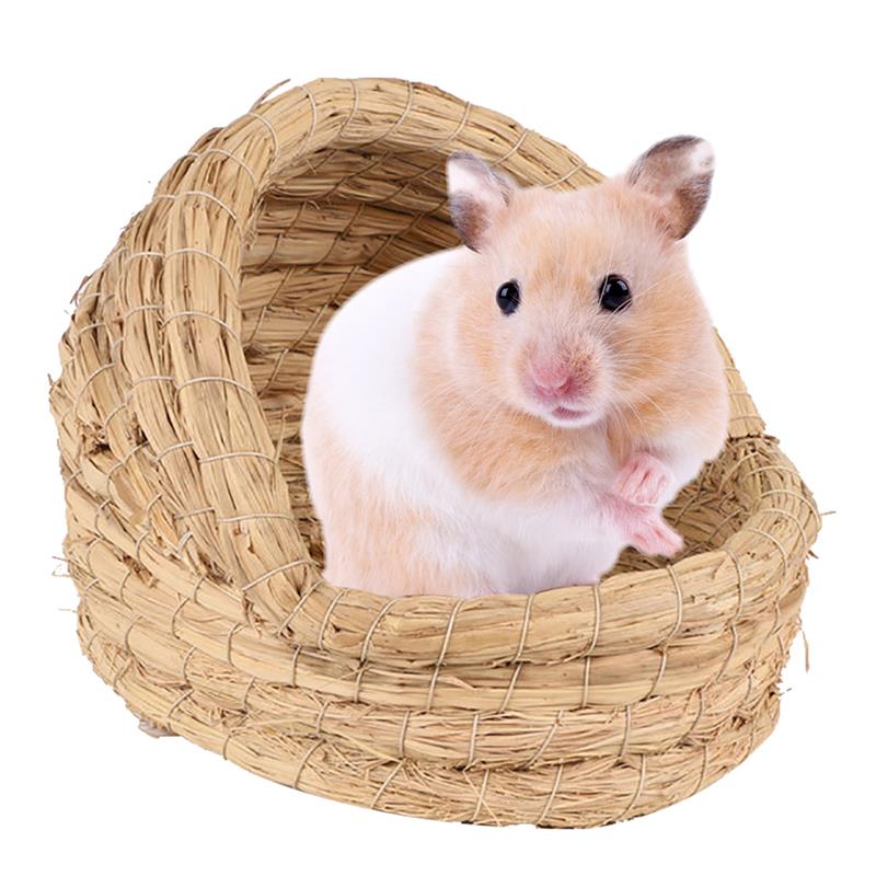 Woven Hamster Hideout Creative Slipper Design Straw Rabbit Bed Guinea Pig Mat Chinchilla Hedgehog Habitat Hamster Accessories
