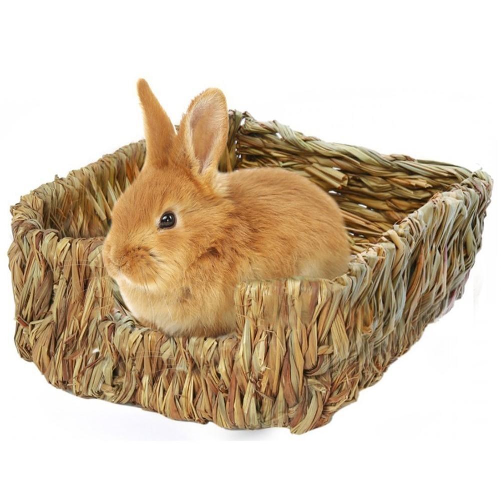 Woven Small Pet Rabbit Hamster Guinea Cage Grass Nest House Chew Toy Bed Mat